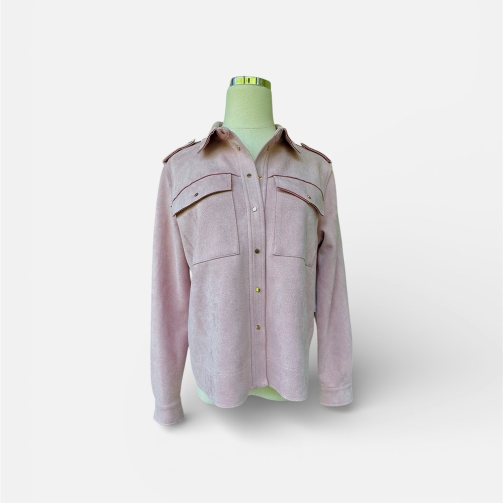 Tribal Jeans Blush Pink Velvety Utility Shirt Jacket, Snap Front- P/S - Picture 3 of 9